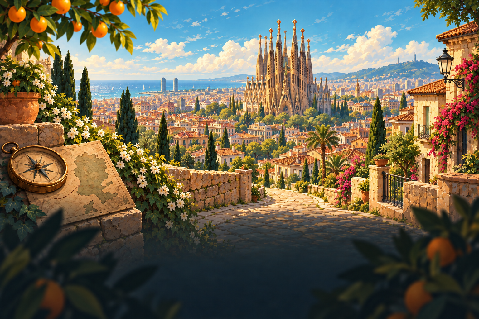 Spain travel illustration, dimmed to indicate a future update